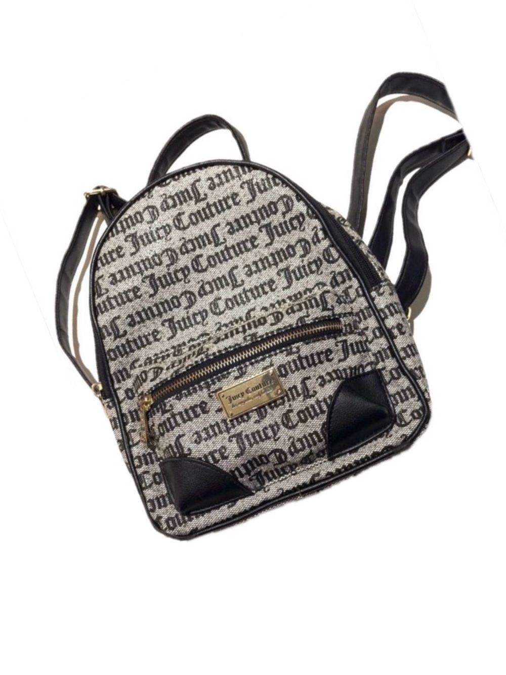⭐ Juicy Couture Gothic Logo Mini Backpack - Classic Black & Cream ⭐